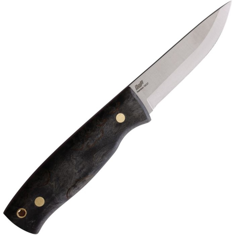Brisa Trooper 95 Black Curly Birch 12C27 Steel Fixed Blade Knife w/ Sheath 303   - On Sale