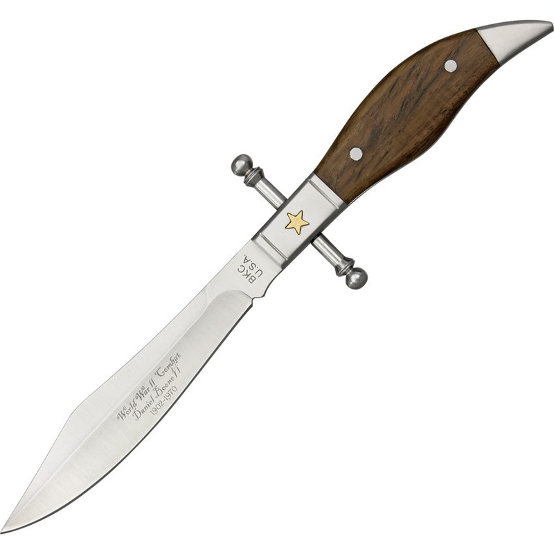 Boone Knife Co WWII Combat Brown Walnut Stainless Fixed Blade Knife 08