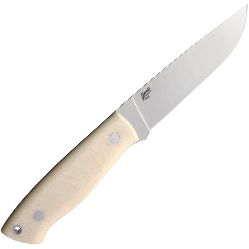 BRISA Trapper 115 Ivory Smooth Micarta Elmax Steel Fixed Blade Knife 080