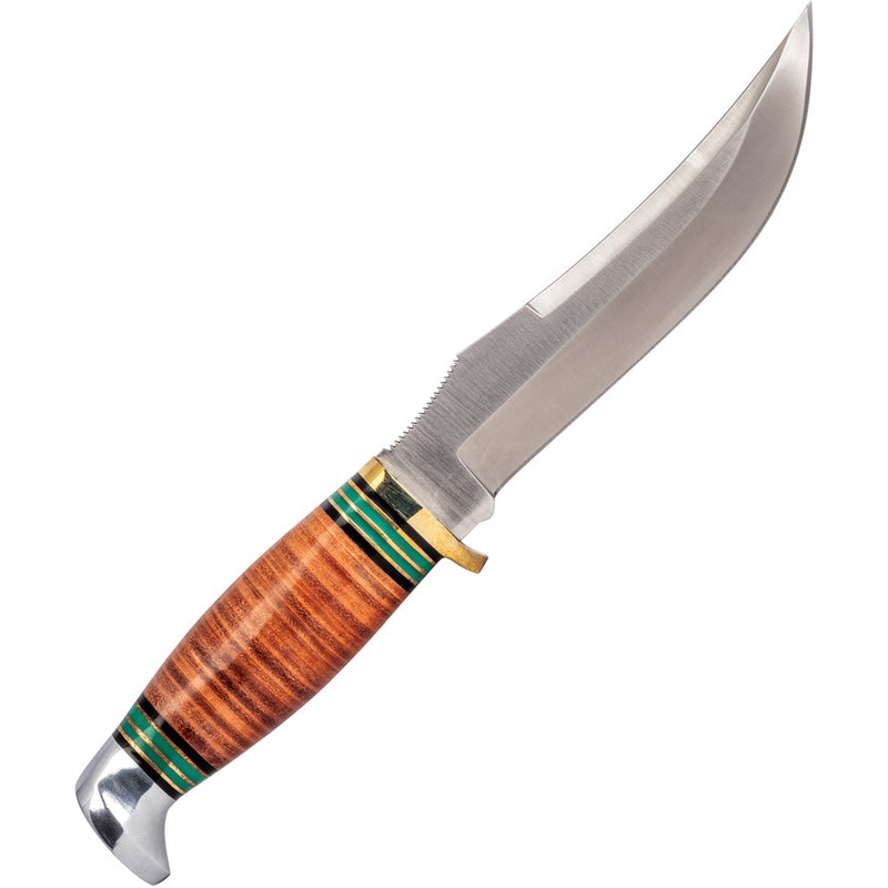 Remington Stacked Leather Stainless Clip Point Fixed Blade Knife w/ Sheath 15722