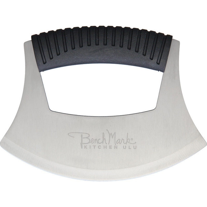 Benchmark Kitchen Black Handle Stainless Fixed Ulu Knife 117