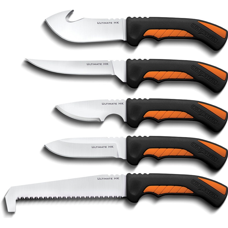 Cold Steel Hunting Kit Black & Orange TPR Stainless Steel Fixed Blade Knife Set FXFLDKIT