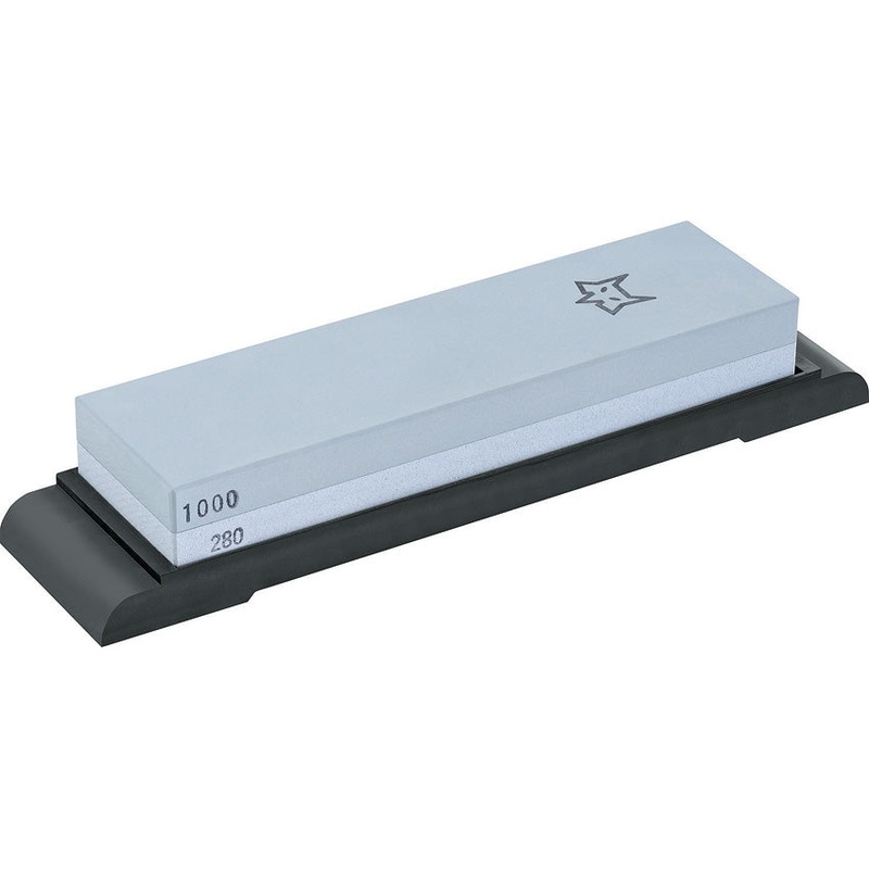 Fox 280 & 1000 Grits Grey & Blue Knife Sharpening Stones w/ Plastic Base HH13