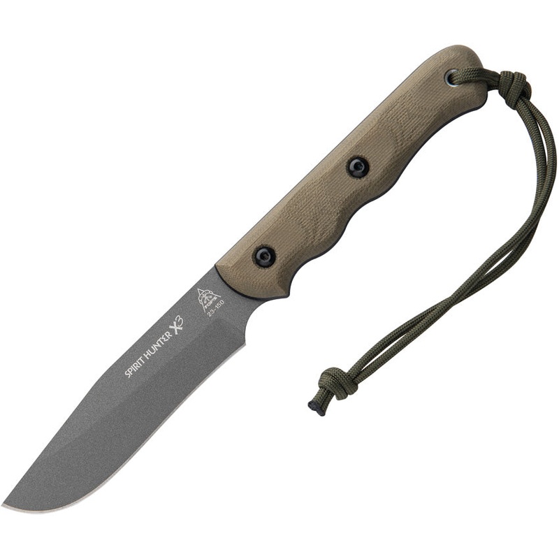 TOPS Spirit Hunter X3 Green Micarta 1095 Fixed Blade Knife w/ Sheath SHR03