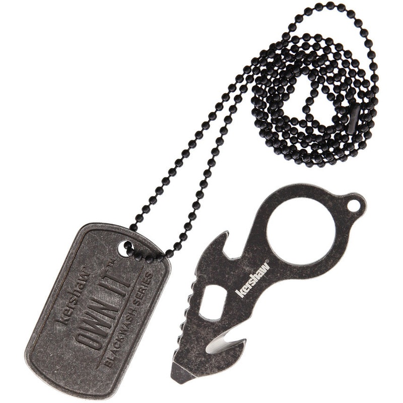 Kershaw Black Mini Multipurpose Bottle Opener Wire Cutter Tool w/ Dog Tag MT