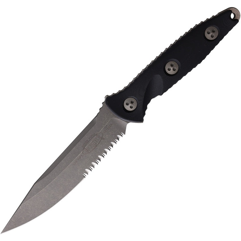 Microtech Socom Alpha Black G10 Apocalyptic Serrated Fixed Blade Knife 11311AP