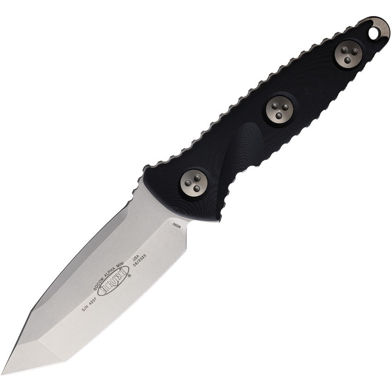 Microtech Socom Alpha Mini Black G10 Stonewash Tanto Fixed Blade Knife 114M10