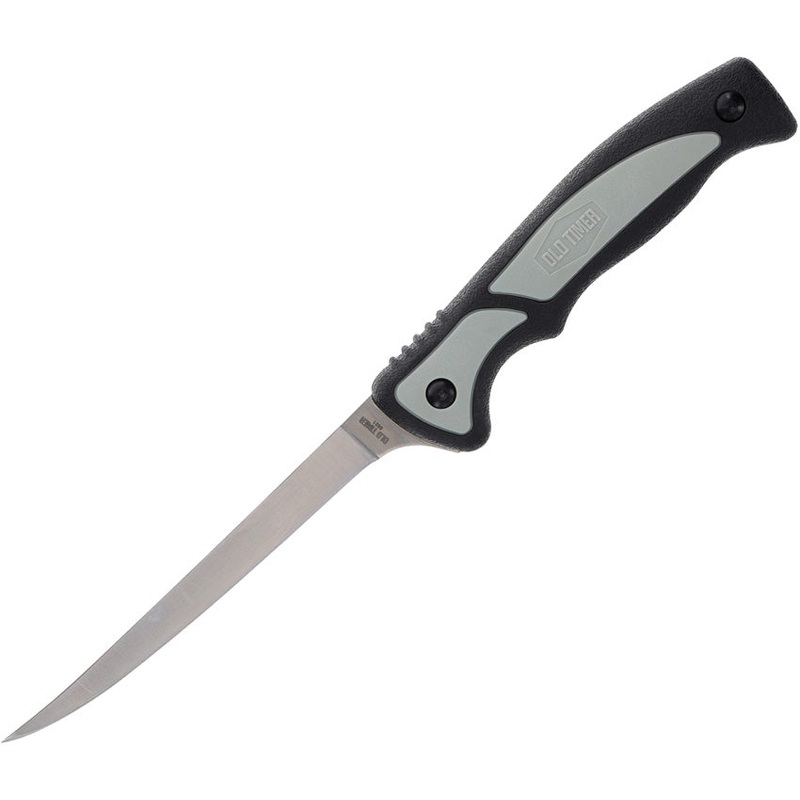 Schrade Trail Boss Fillet Grey & Black TPE Stainless Fixed Blade Knife 1166380
