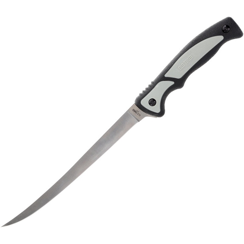 Schrade Trail Boss Fillet Grey & Black TPE Stainless Fixed Blade Knife 1166381