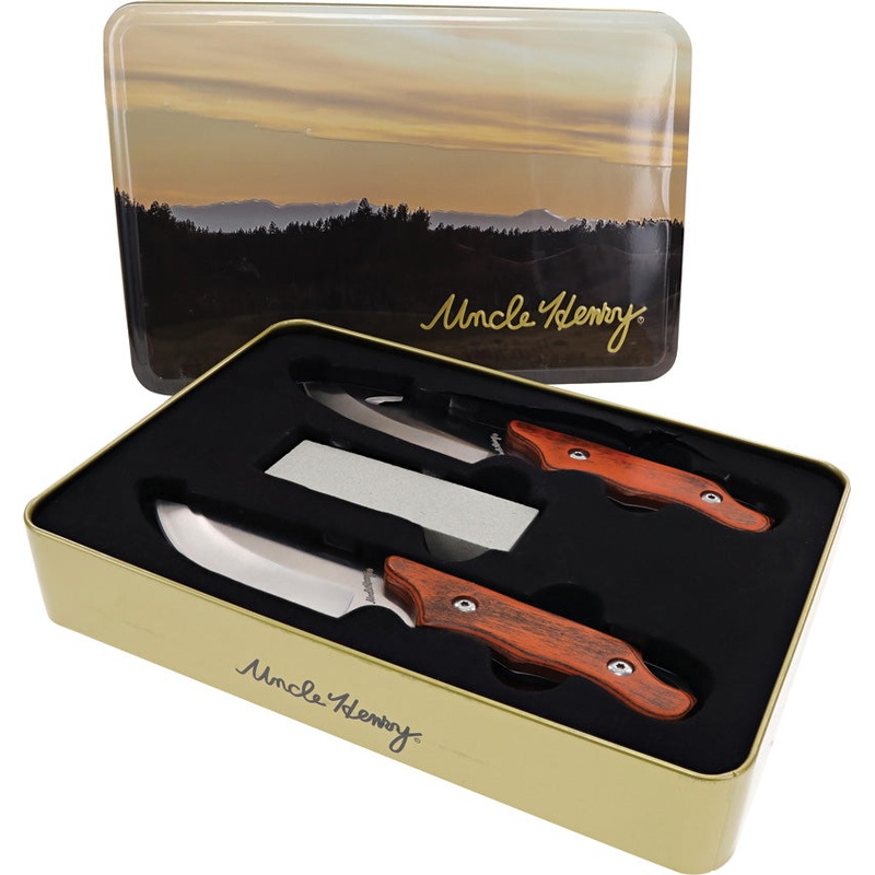 Schrade UH LE 2023 Combo Brown Wood Stainless Fixed Blade Knife Set P1200443- On Sale