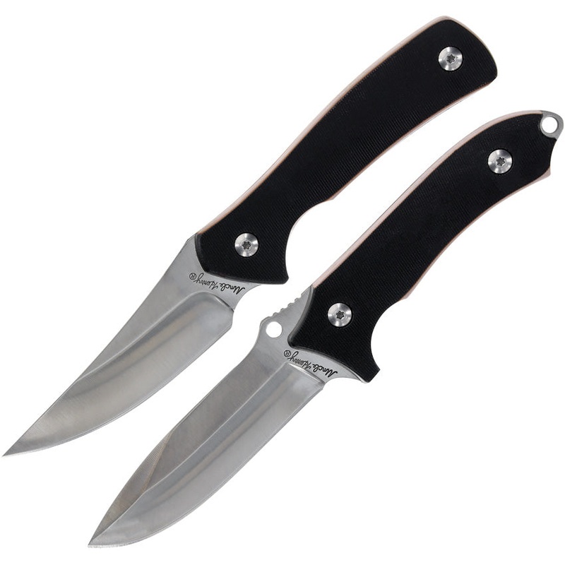 Schrade Uncle Henry 2 Combo Black Delrin Stainless Fixed Blade Knives P1183267