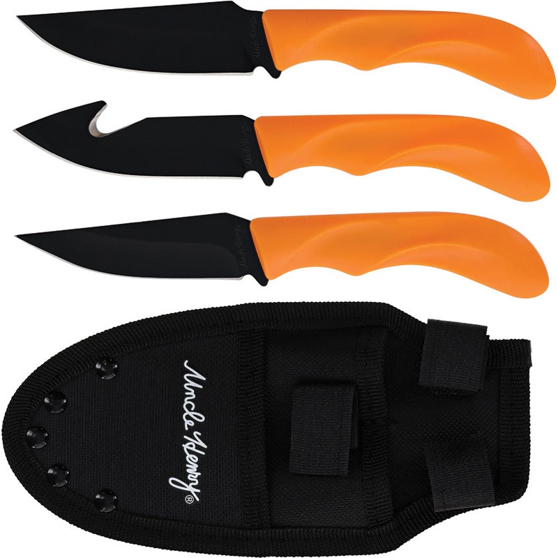 Schrade Uncle Henry Combo Orange ABS Stainless Fixed Blade Knives P1200434- On Sale