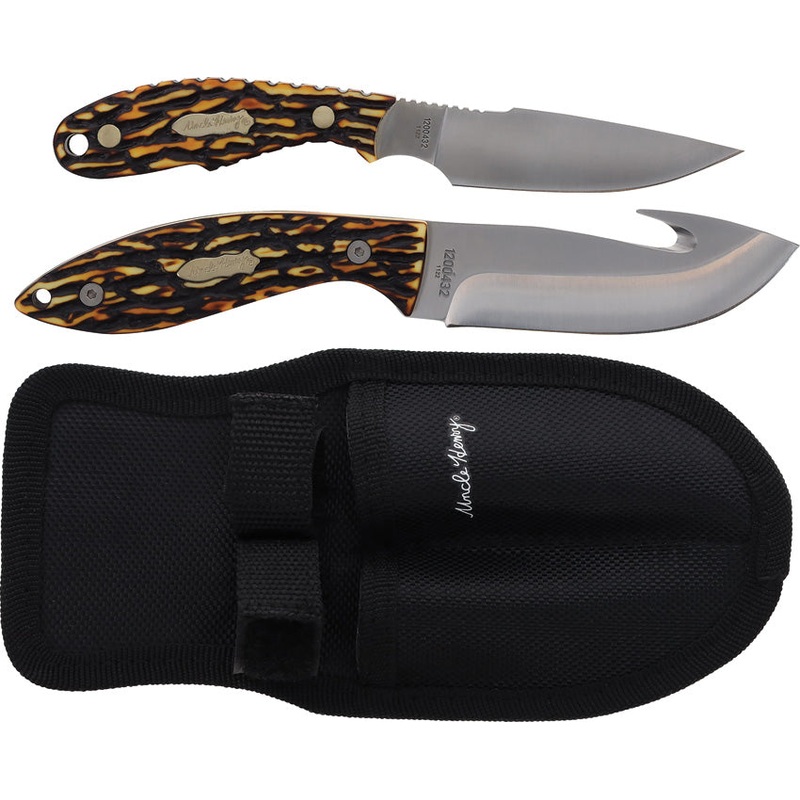 Schrade Uncle Henry Hunter Combo Staglon Stainless Fixed Blade Knives P1200432- On Sale