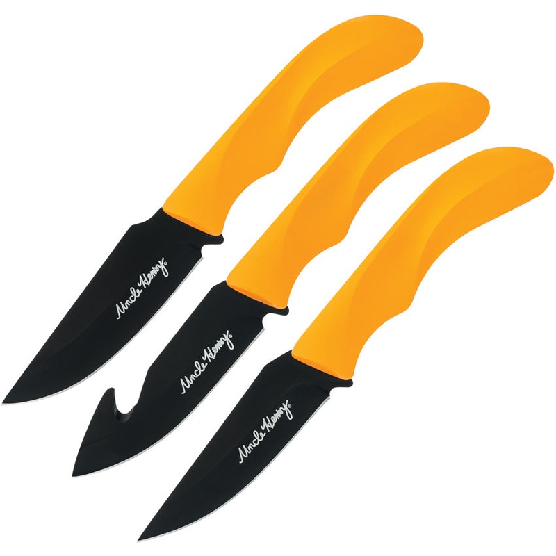 Schrade Uncle Henry Hunting Set Orange ABS Stainless Fixed Blade Knives P1183290- On Sale