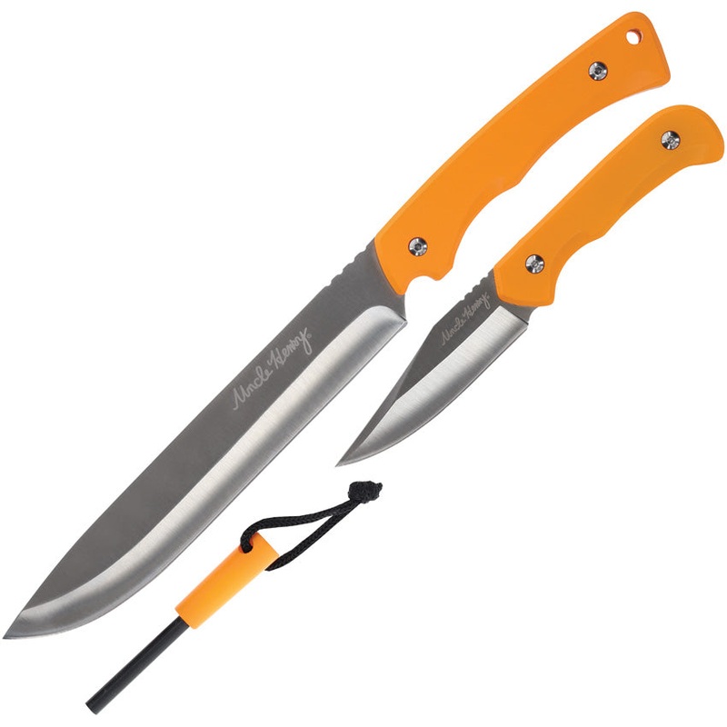 Schrade Uncle Henry Set Orange ABS Stainless Fixed Blade Knives P1183293