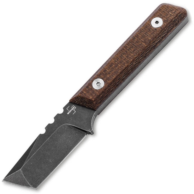 Boker Plus Thicker Clipper Brown Micarta D2 Steel Fixed Blade Knife P02BO601