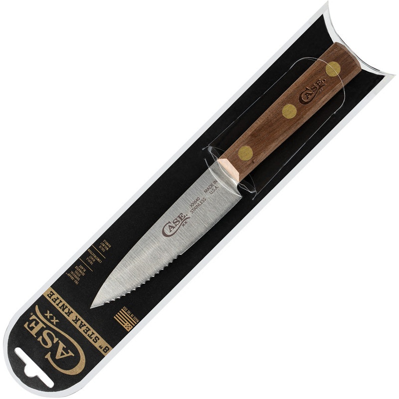 Case Cutlery Steak Brown Walnut Wood Stainless Fixed Blade Knife 11079