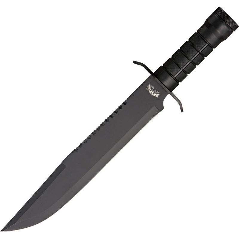 Frost Cutlery Survival Scout I Black Rubber Stainless Steel Fixed Blade Knife w/ Nylon Sheath DH253160B