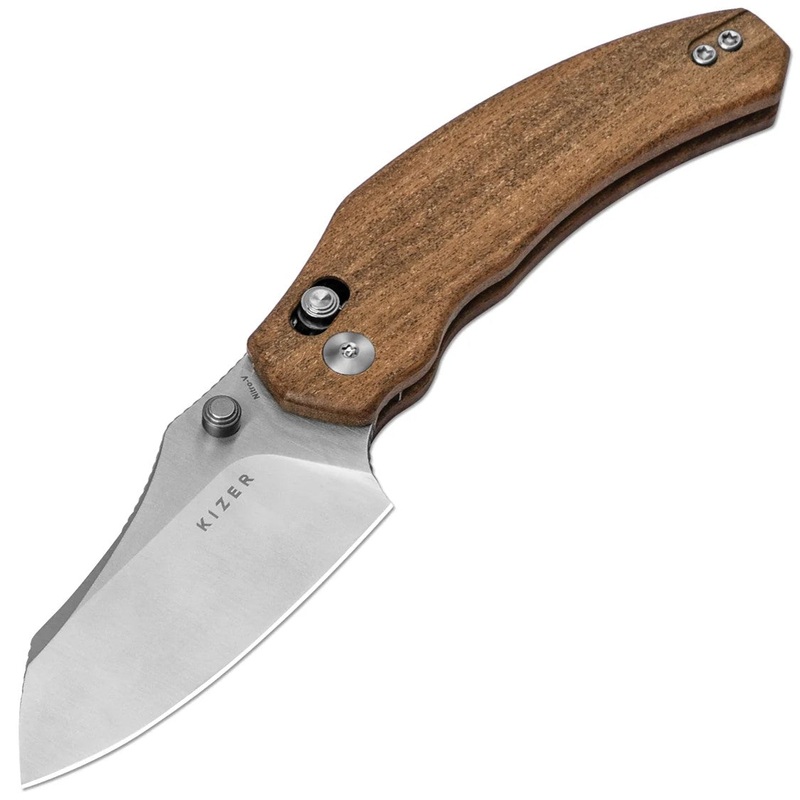Kizer Cutlery Bulldog Clutch Lock Mkuruti Wood Folding Nitro-V Pocket Knife V3672A2