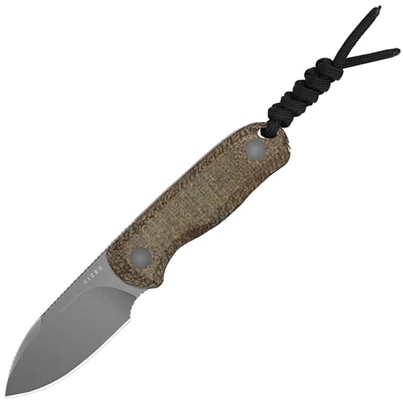 Kizer Cutlery Drop Bear Brown Micarta 14C28N Drop Pt Fixed Blade Knife w/ Sheath 1094A1