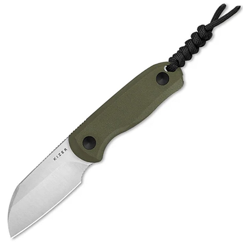 Kizer Cutlery Drop Bear OD Green G10 AEB-L Sheepsfoot Fixed Blade Knife w/ Sheath 1093A1