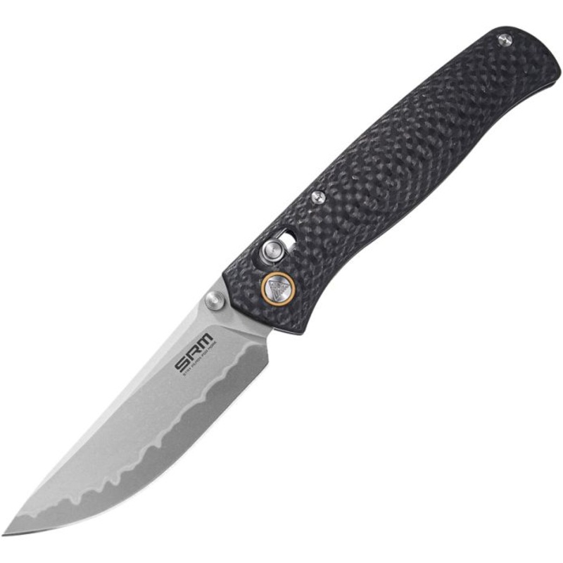 SRM Knives 255L-CB2 Ambi Lock Carbon Fiber Folding 140Cr Pocket Knife 255LCB2