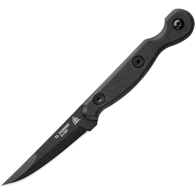 TOPS El Pionero Blackout Edition Linen Micarta 1095HC Fixed Blade Knife ELPO02