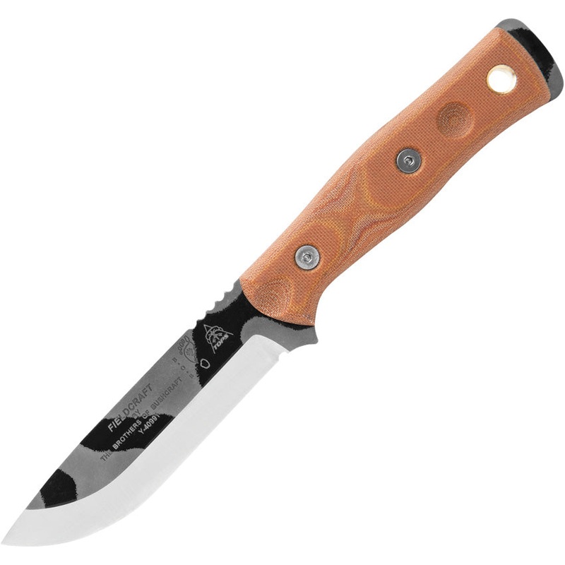 TOPS Fieldcraft BOB Hunter Tan Micarta 1095HC Fixed Blade Knife BROS01CAMO