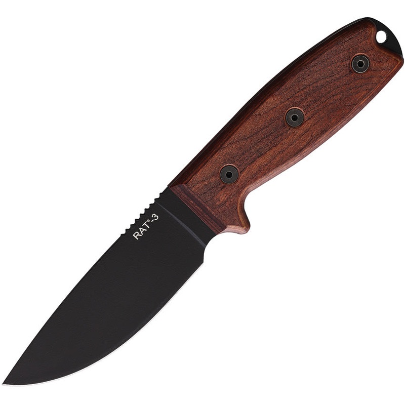 Ontario RAT 3 Adventurer Brown Wood Carbon Steel Fixed Blade Knife 8652TC