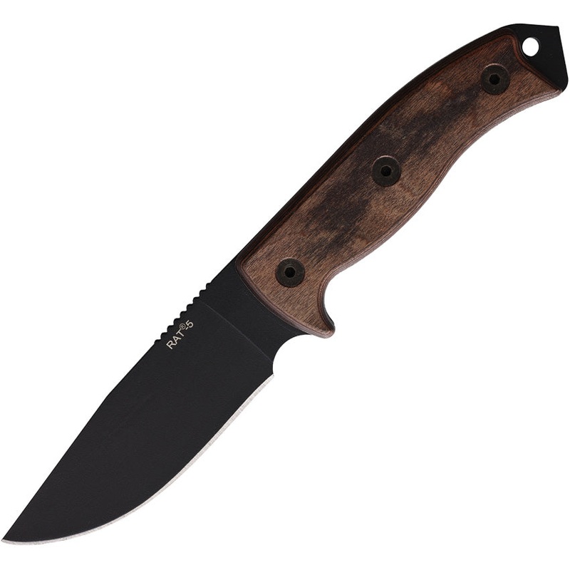 Ontario RAT-5 Adventurer Brown Wood Stainless Fixed Blade Knife 8649TC