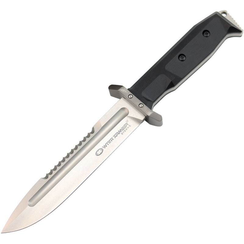 WithArmour Expendable Black Smooth G10 D2 Steel Fixed Blade Knife 099BKD2