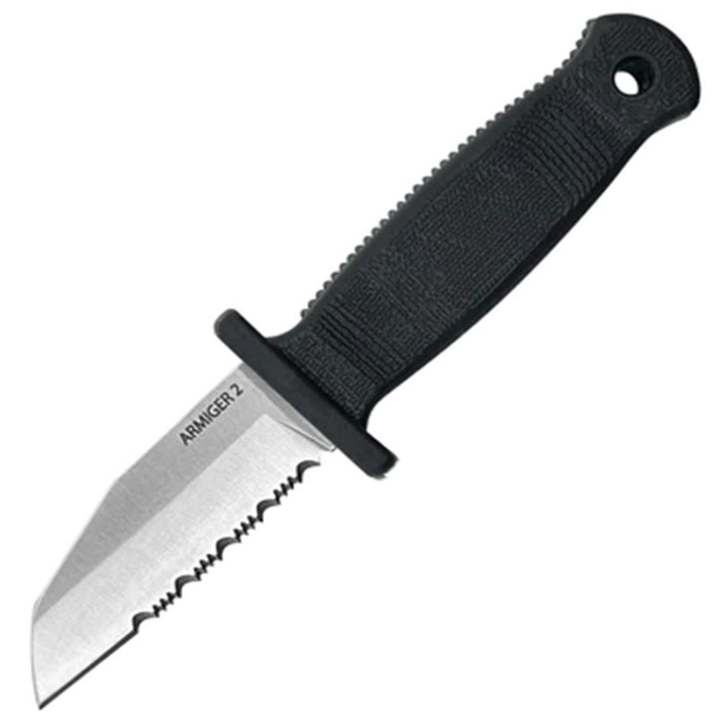 Demko Armiger 2 Black 4034 Stainless Serrated Shark Foot Fixed Blade Knife 09653