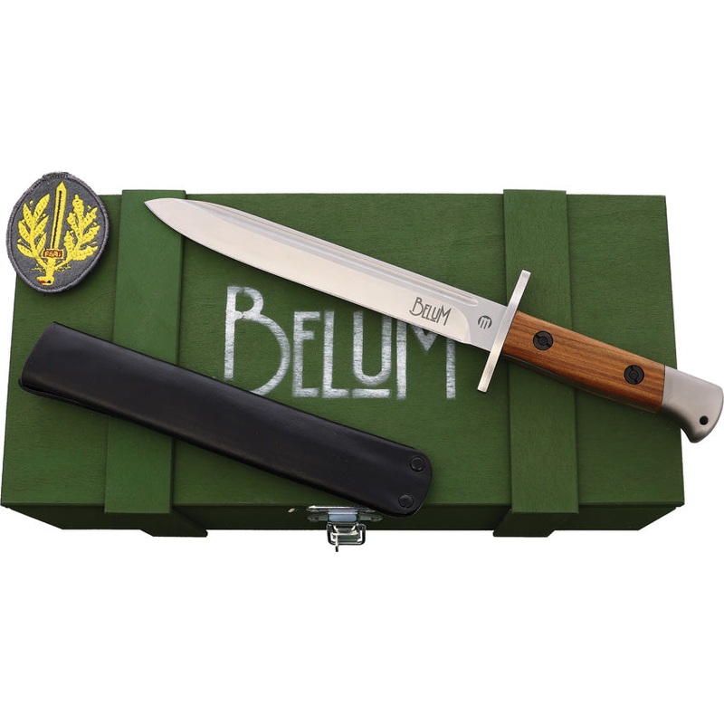 Maserin Belum Brown Smooth Wood Bohler N690 Fixed Blade Knife 989
