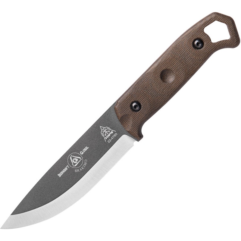 TOPS Brakimo Green Canvas Micarta 1095 Fixed Blade Knife w/ Sheath BRAK02