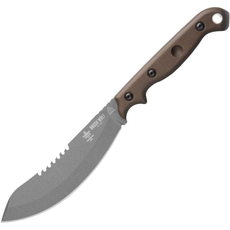 TOPS Brush Wolf Green Canvas Micarta 1095 Fixed Blade Knife w/ Sheath BWLF02