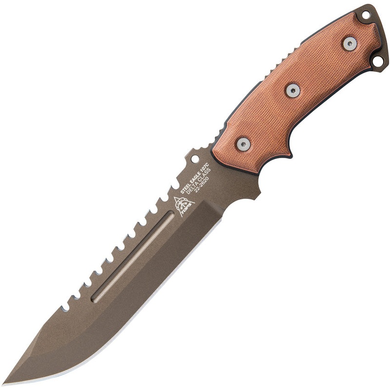 TOPS Steel Eagle 107C Delta Midnight Bronze 1095HC Fixed Blade Knife SE107C2DC