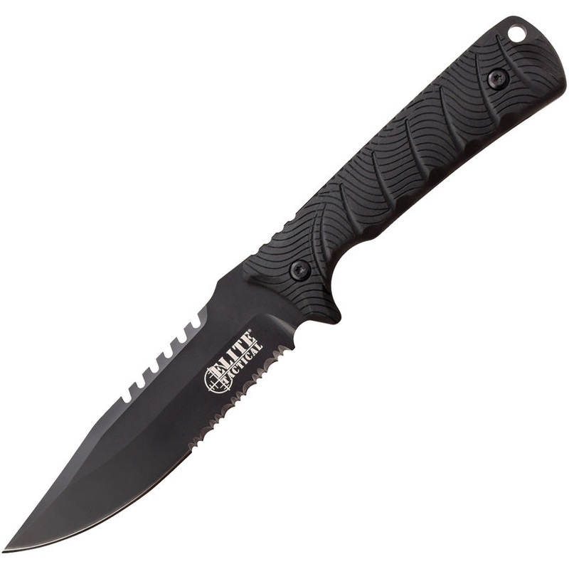 Elite Tactical Bowie Black Synthetic Stainless Steel Fixed Blade Knife FIX005BKS