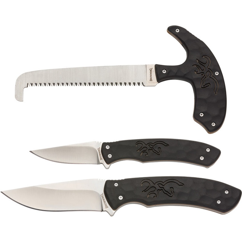 Browning Primal Series Hutning Black 8Cr13MoV Fixed Blade 3pc Knife Set 0421