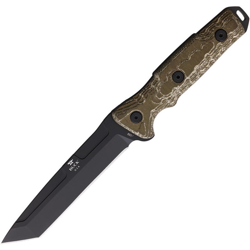 Buck Ground Combat Green Micarta Carbon Steel Tanto Fixed Blade Knife 893BO
