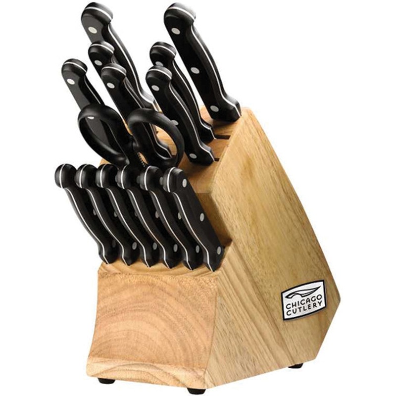 Chicago Cutlery Essentials Polymer Stainless Fixed Blade 15pc Knife Set 01034