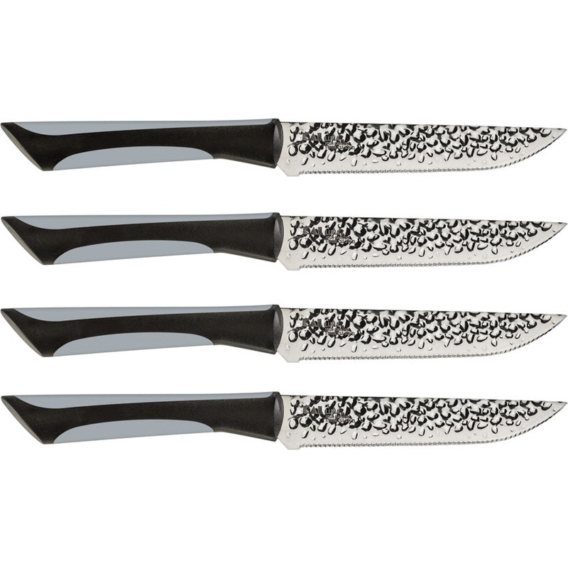 Kai USA Luna 4pc Steak Black & Gray Carbon Steel Fixed Blade 4pc Knife Set 7075