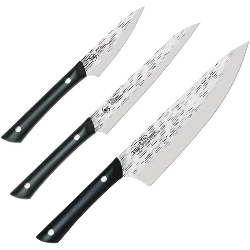 Kai USA Professional Kitchen Black Stainless Fixed Blade Knife Set HTS0370