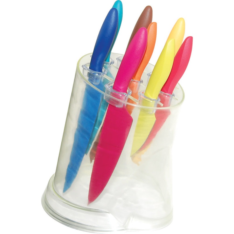 Kai USA Pure Komachi 2 Multi-Colored Stainless Fixed Blade 9pc Knife Set 0900