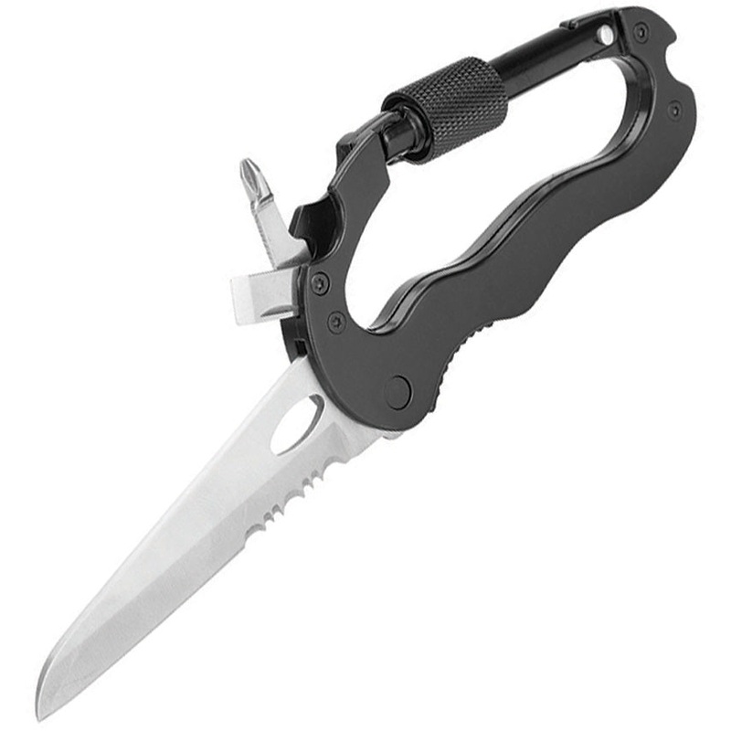 Sheffield Wilco Carabiner Black Aluminum Multi Tool 12173