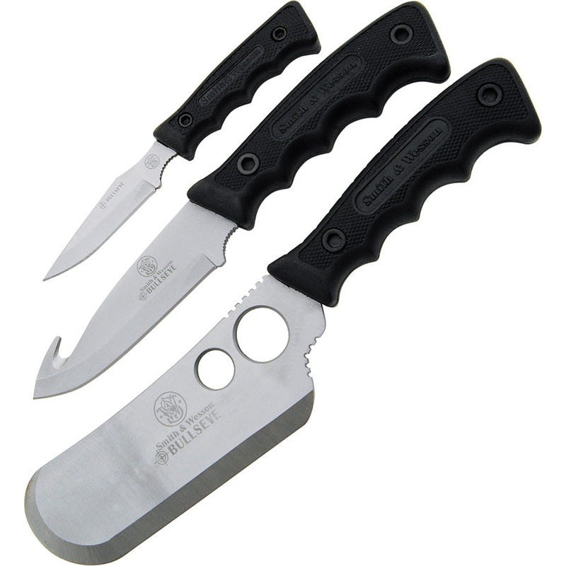 Smith & Wesson Campfire Black Smooth Stainless Steel Fixed Blade Knife Set CAMP   - On Sale