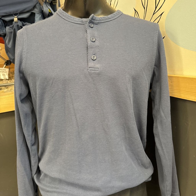 Cloudveil- Men's Long Sleeve Henley Shirt: blue-men-MD