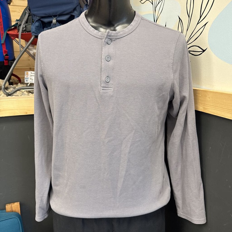 Cloudveil - Men's Long Sleeve Waffle Knit Shirt: gray-men-medium