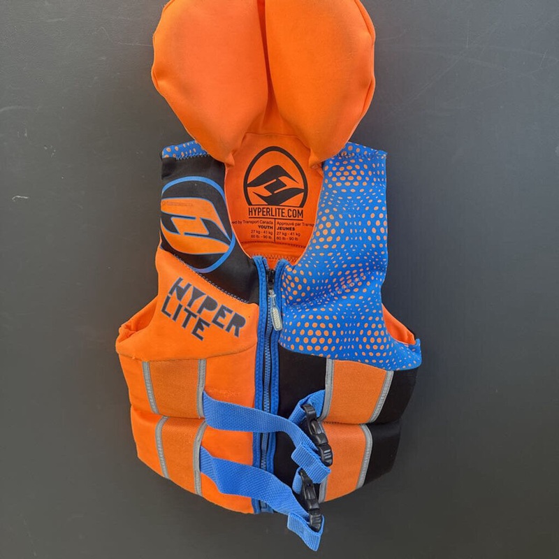 Hyperlite - youth life jacket pfd: orange blue-children-60-90lbs