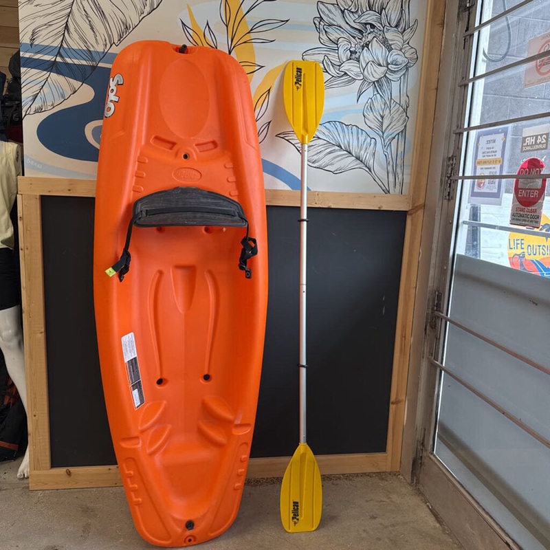 Pelican - Solo Kids Kayak with Paddle/Flag/Backrest: Orange --6 ft