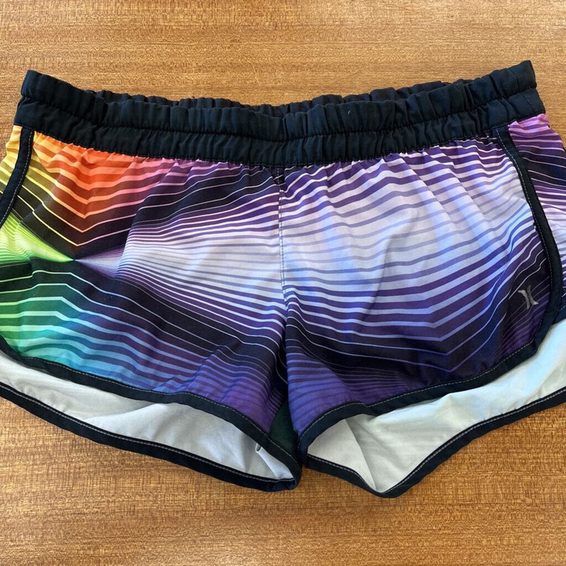 Hurley Men's Graphic Swim Trunks: Black/Orange/Purple/Green-women-LG
